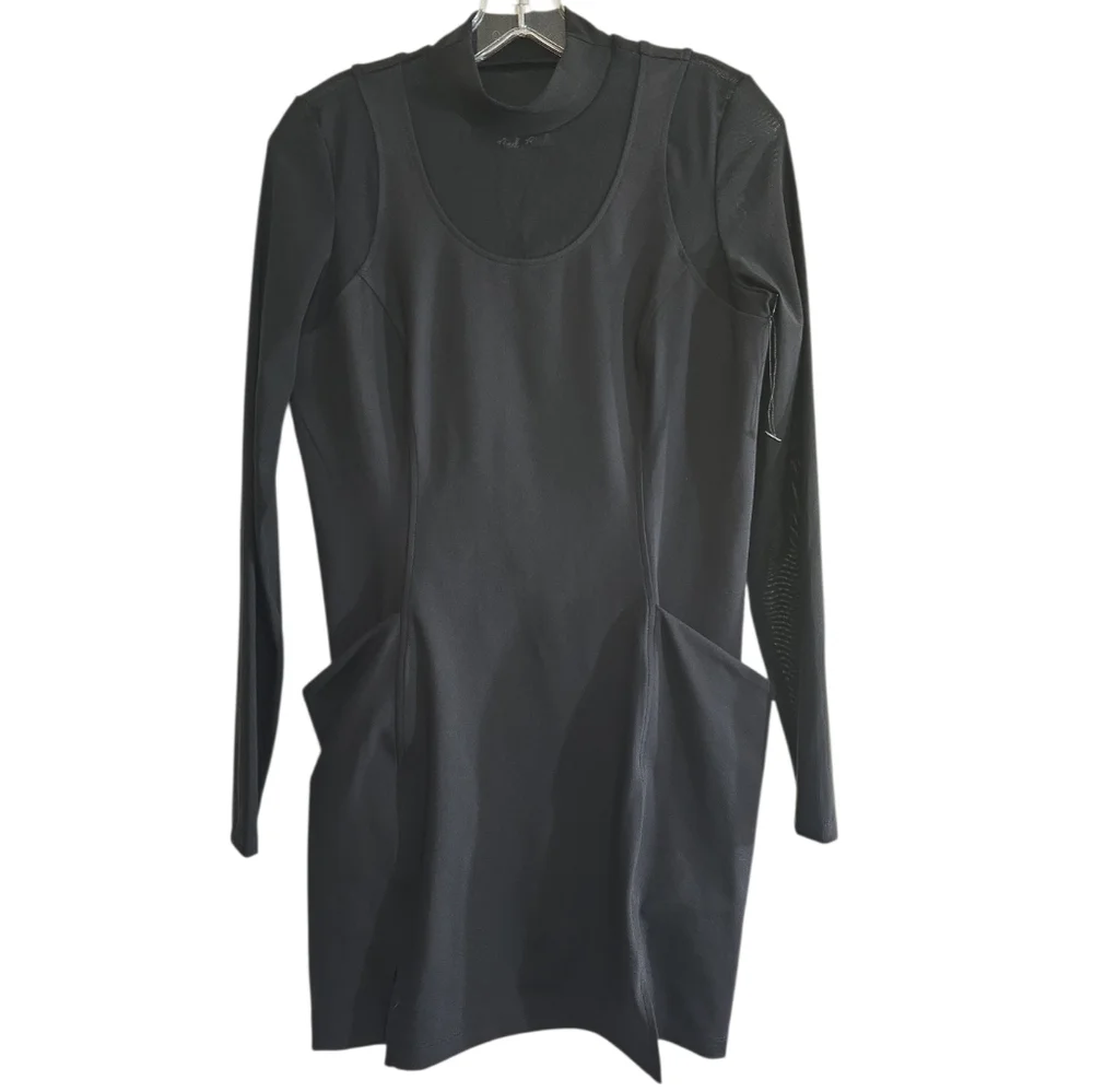 Bad Birdie Hybrid Long Sleeve Black Mini Dress Small Sporty Golf - Picture 2 of 9